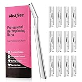 Mistfree Dermaplane Razor for Women Face, Eyebrow Razor for Women & Men, Professional Metal Dermaplaning Tool with 12PCS Refill Blades, Reusable Face Razor for Exfoliation & Peach Fuzz Removal