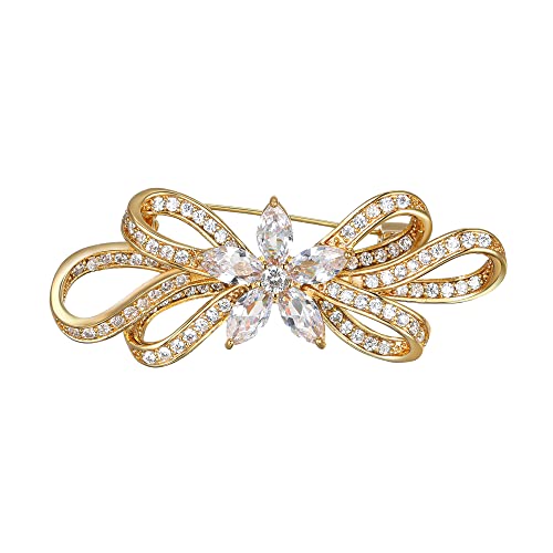 Image of BriLove Wedding Bridal Brooch Pin for Women Fashion CZ Marquise Crystals Rhinestones Flower Brooches