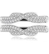Uloveido Simulated Diamond Princess Crown Ring Wraps and Enhancers Wedding Engagement Rings Guard...
