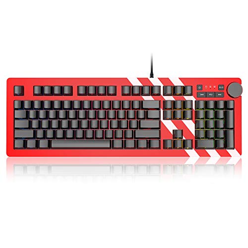 NACODEX AK60 RGB Mechanical Gaming Keyboard 110 Keys with 6 Media Keys - Silver Speed Switches - Dual Mode Knob - Side Print - Anti-Ghosting - Customize RGB Backlit - Aluminum Panel