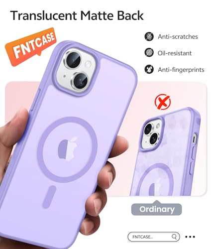 Image of FNTCASE for iPhone 15 Plus Case: for iPhone 14 Plus Case Translucent Matte Military Grade Protective Phone Cover - Slim Anti-Slip Durable Shockproof Drop Protection Cases - Light Purple