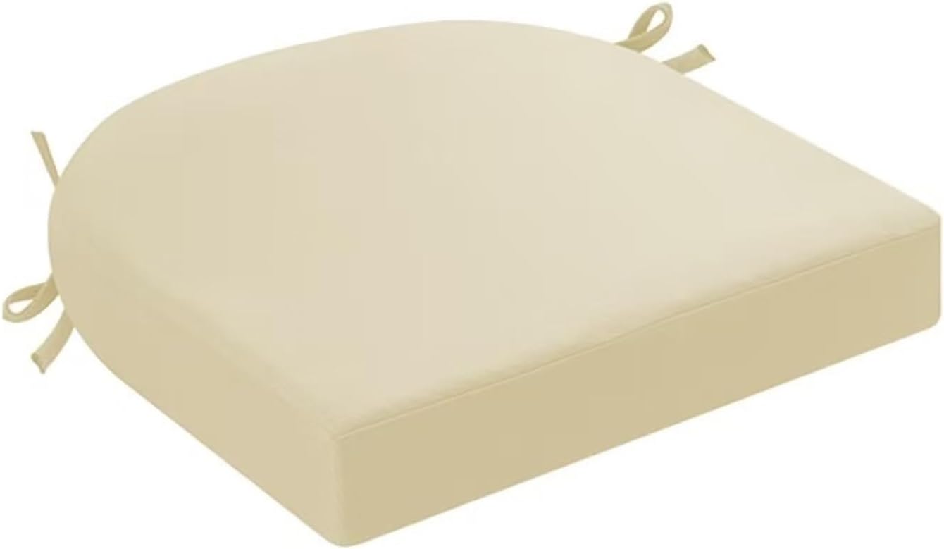 Waterproof Patio Chair Cushions Set of 2, Thick Outdoor Seat Cushions with Ties - Reversible & Fade-Resistant Round Corner Covers for Garden, Yard, Lawn Furniture(Beige,20x20x2 in/51x51x5 cm)