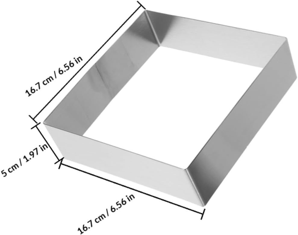 Cabilock 2pcs Stainless Steel Square Cake Rings 9 Inch Non-stick Mousse Mold DIY Baking Tools for Pastry and Dessert Preparation