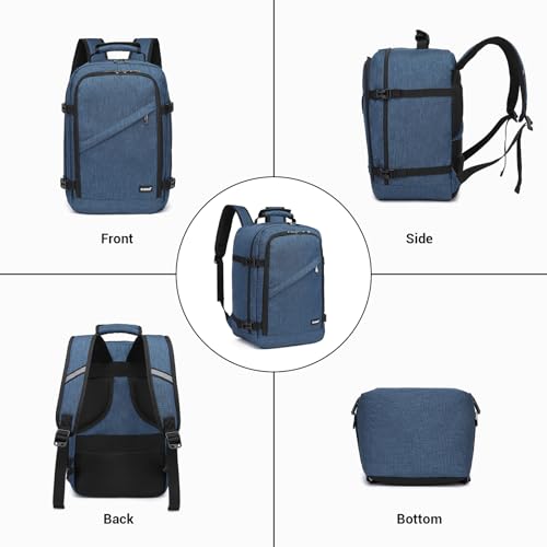Kono Mochila Viaje Cabina Avion 40x20x25, Maleta Cabina 20 L, Azul Marino - Dimensiones Pequeñas para Manejo Fácil