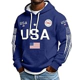 Men's 250 Anniversary USA Shirt Patriots Men Sweatshirt Hoodies USA Flag Waffle Hoodie 1776-2026 250Th Anniversary Patriotic Apparel Plus Size Spring Winter Clothing Outfits Blue XL