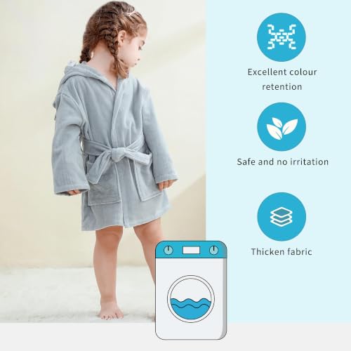 Image of MICHLEY Girls Boys Robe Cotton Towel Baby Dinosaur Style Hooded Bathrobe | Animal toddler Sleep, No Fluorescent Agent, 0-8T, 100% Cotton, Machine Wash