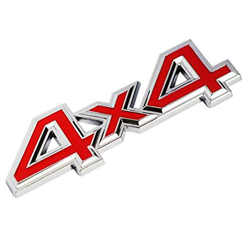 1 Stücke 3D Metall 4x4 allradantrieb Auto Aufkleber Emblem Abzeichen (Rot #Silber)