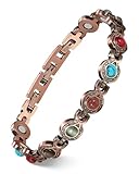 Feraco Pure Copper Bracelets for Women, Ultra Strength Magnetic Bracelet with 3800 Gauss Magnets & Natural Turquoise & Stones, Adjustable, Jewelry Gift (Circular)