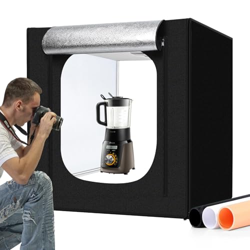 32x32 Inch Photo Studio Photo Light Box for Photography, 405 LED Large Lightbox with 3 Light Panel Stepless Dimming and Soft Light Cloth Professional Photo Background Shooting Tents