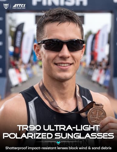 Miniatura 3 de Attcl Gafas De Sol Polarizadas Deportivas Mejoradas Para Hombres, Mujeres, Ciclismo, Conducción, Pesca, Protección Uv400 Cat 3 Ce 7027-C1 Black