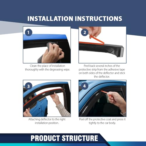 Image of PIT66 Outside Mount Vent Window Visor Window Deflectors 4 pcs