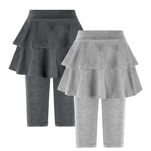 ONESING Pacote com 3 leggings na altura do joelho com saia para meninas de 4 a 11 anos - Leggings at