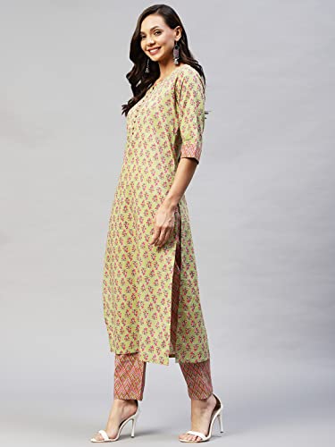 Image of GoSriKi Women's Cotton Blend Kurta With Pant