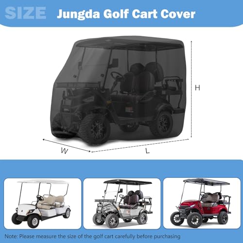 Jungda Golf Cart Cover,Waterproof Universal 4 Passenger Golf Cart Covers,Golf Cart Accessories for Outdoor Storage Protective - 118" L x 56" W x 83" H by Jungda - Image 2