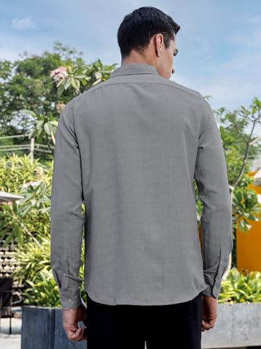 Image of Thomas Scott Men's | Solid | Long Sleeve | Polyster Blend | Casual | Button Down Collar | Shirts for Men