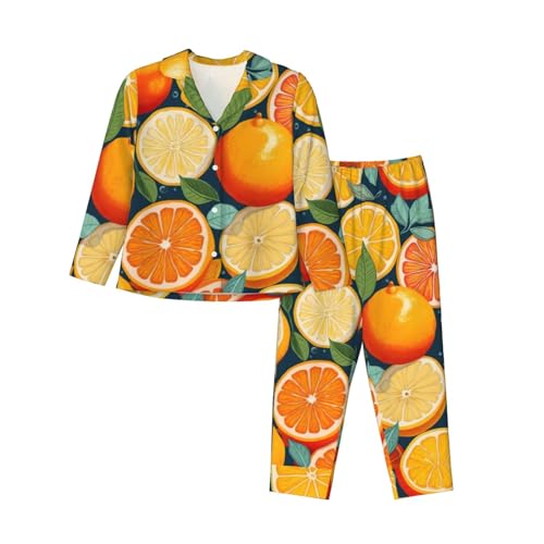 Pyjama agrumes femme respirant à taille élastique ergonomique