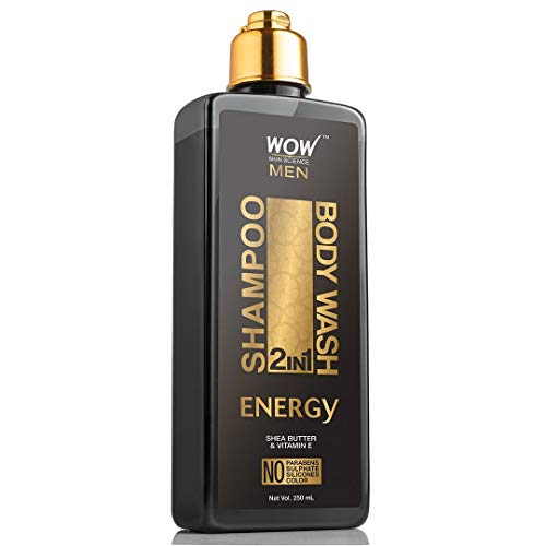 WOW Energy 2-in-1 Shampoo & Body Wash - Moisturization For Cleaner, Healthy Hair & Smoother Skin - Shea Butter & Vitamin E To Help Reduce Acne Breakout & Help Protect Skin Against Dryness - 250 mL