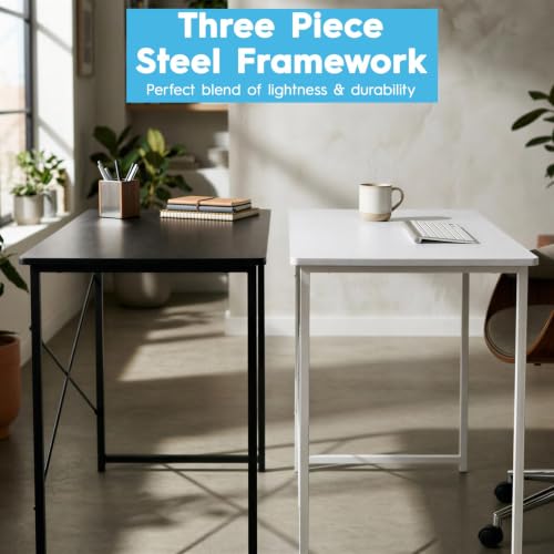 Image of Harbour Housewares Deluxe Wooden Folding Desk - Computer, Laptop Space Saving Wooden Desk, Contemporary - 80cm - Black
