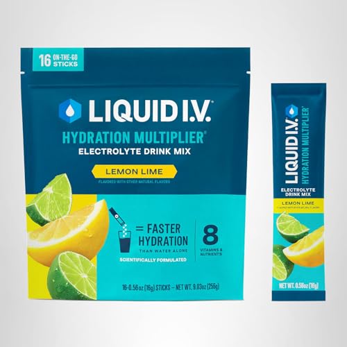 Liquid I.V.® Hydration Multiplier – Lemon Lime | Electrolyte Powder Drink Mix | 1 Pack (16 Servings)