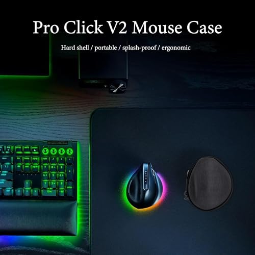Image of Geekria Ergonomic Mouse Case, Compatible with Razer Pro Click V2 Vertical, Hard Shell Travel Carrying Case (Dark Gray)