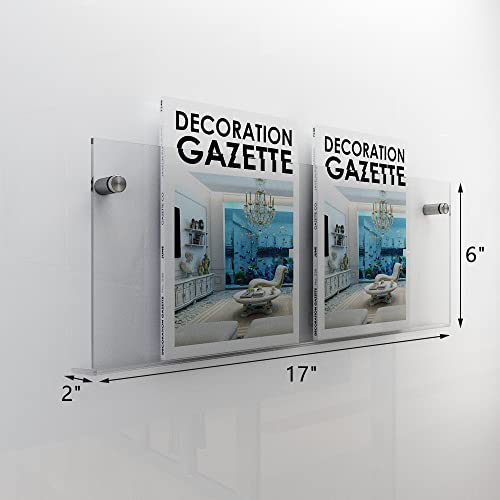 Royalita 2-Pack 17 Inch Acrylic Magazine Holder Vinyl Records Holder, Wall Display Floating Bookshelves Wall Mounted thumb #1
