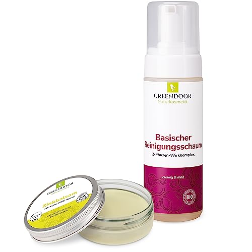 GREENDOOR Anti-Pickel-Set Basic, Anti Pickel Balsam und basischer Reinigungsschaum, reduziert Pickel, beugt Neubildung vor, Naturkosmetik natürlich ohne Tierversuche