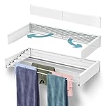 Taylor & Brown 100cm Wall Mounted Laundry Drying Rack Retractable Foldaway Clothes Drying Airer Collapsible Folding Indoor or Outdoor – Space Saver Compact Sleek Design (White)