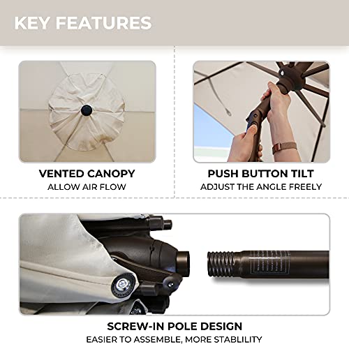 Abba Patio 9Ft Patio Umbrella Outdoor Umbrella Table Market Umbrella With Push Button Tilt And Crank For Garden, Lawn, Deck, Backyard & Pool, Beige #TOP4