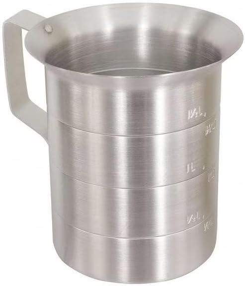 Measuring Cup, Aluminum, 4 qt. Liquid, Gray, MEA04-A