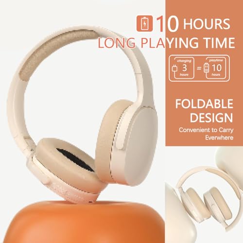 YiYunTE Headphones Wireless Bluetooth Over Ear Headphones Noise Cancelling On Ear Headphones Over Head Wired Headphones with Microphone Jack Foldable Headphone Beige Headset for Gaming Gym PC Laptop YiYunTE Headphones Wireless Bluetooth Over Ear Headphones Noise Cancelling On Ear Headphones Over Head Wired Headphones with Microphone Jack Foldable Headphone Beige Headset for Gaming Gym PC Laptop