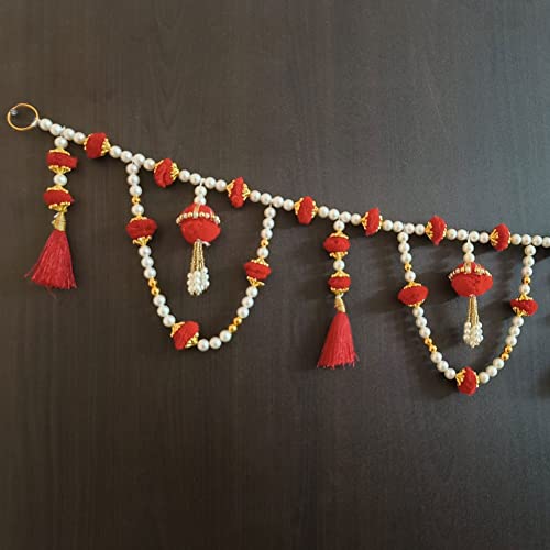 Image of Handmade Door Hanging Round Moti Latkan Style Bandarwal Toran (Tmr-15) -Diwali New Year Inauguration Wedding Festival Home Decor Pooja (40 Inch X 6 Inch), Multicolor