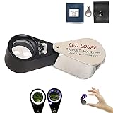 宝石鑑定 10倍/20倍/30倍 ルーペ 貴金属鑑定 拡大鏡 メタルホルダー ミニ ルーペ 手持ち 高倍率 6個LEDライト ケース付き 光学グレー ドのレンズ 工業用計測器 産業 研究開発用品 虫眼鏡 (30倍)