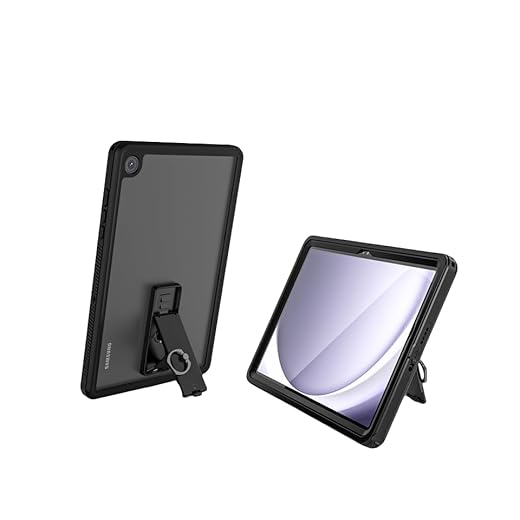 Designed for Samsung Galaxy Tab A9+ 11 inch Waterproof Case, Full Body TPU Ultra Thin Transparent Waterproof Shockproof and Dustproof Case with Stand and Shoulder Strap