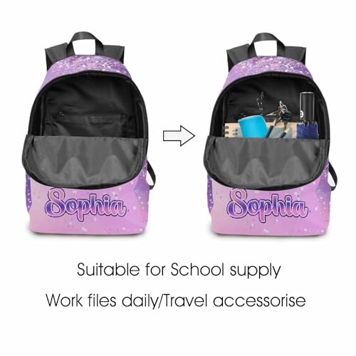 InterestPrint Customized Name Backpack School Bags from Dad, Custom Butterfly Backpack for Kids Personalized Backpacks for Girls,Lunch Bag Set3