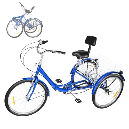 Triciclo Para Adultos De 24 Pulgadas – 6 Velocidades, Cesta De 55x45x28 Cm, Asiento Ajustable 80-90 Cm, Capacidad 120 Kg – Para Personas Mayores Y Uso Diario