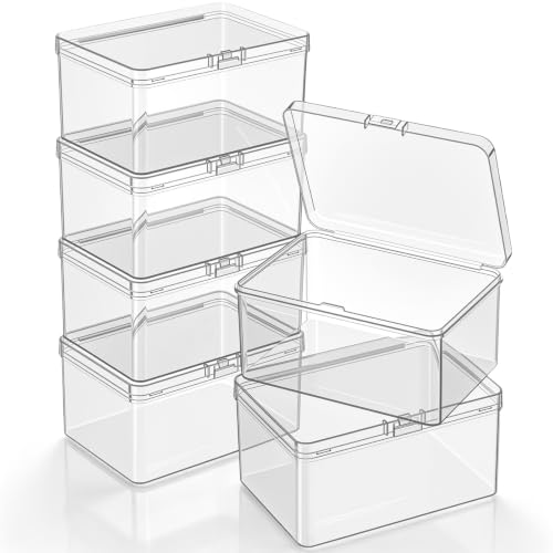 Image of Jetec 6 Pieces Mini Plastic Clear Beads Storage Containers Box for Collecting Small Items, Beads, Jewelry, Business Cards, Game Pieces, Crafts (4.3 x 3 x 2.2 Inch)