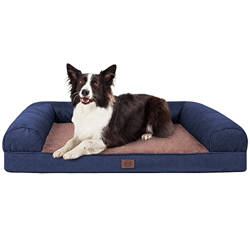 Orthopedic Memory Foam Dog Bed for Medium, Large and Extra Large Dogs, Bolster Dog Bed Waterproof Dog Beds with Removable Washable Cover Waterproof Lining and Anti-Slip Bottom