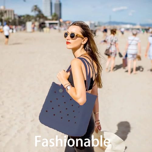 Large Rubber Beach Tote Bag for Women,15 inches, Large Capacity Tote Bag Handbag for Beach Travle Sports Market Pool Outdoor (Royal blue)4