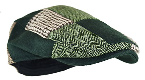 Image of Wonderful Fashion Men's Classic Herringbone Tweed Wool Blend Newsboy Ivy Hat (Large /X-Large, Charcoal)