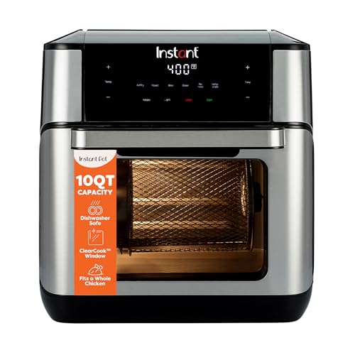 Instant Vortex Plus 10-Quart Air Fryer, From the Makers of Instant Pot, 7-in-10 Functions, with EvenCrisp Technology, App with over 100 Recipes, Stainless Steel