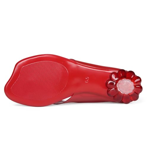 Image of Women's Flip Flop Kitten Heels - Jelly Thong Heeled Sandals with Clear Strap, Transparent Low Heel Mules, Stylish Thong Kitten Heels for Summer, Casual Dress Sandals