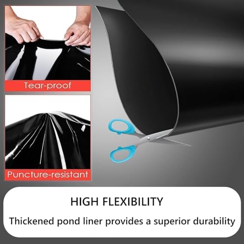 14X14m Pond Liner Durable LLDEP Material UV Resistant Easy Cutting Ideal for Fish or Koi Ponds Waterfall Base Fountains and Water Gardens Black Size: 14X14m