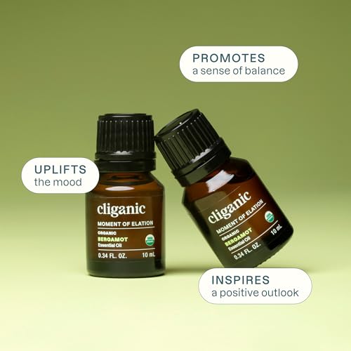 Image of Cliganic Organic Bergamot Essential Oil, 100% Pure Natural for Aromatherapy | Non-GMO Verified