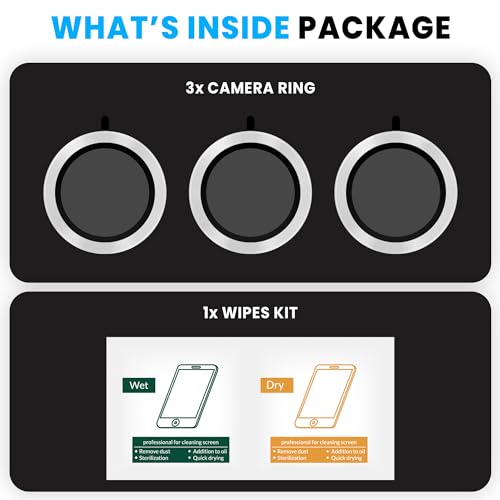 Image of ArmourPro Premium Camera Lens Protector Tempered Glass Compatible For iPhone 14 Pro Max and iPhone 14 Pro Tough HD Individual Aluminum Alloy Rings 9H Camera Cover , Scratch-Resistant,Camera Lens Protection| Silver