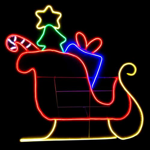 Luz de Neon LED Trineo de Santa Navidad Multicolor 36 Pulgadas miniatura 1
