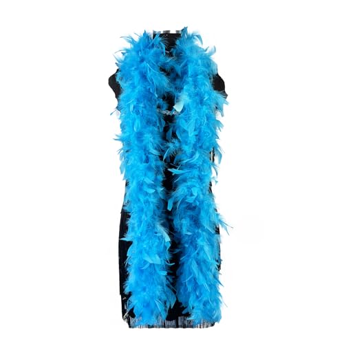2 Yards 80g Turkey Chandelle Feather Boa for DIY Craft Party Dancing Dress Up Halloween Decoration-Acid Blue