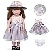 3 Pc. Set Doll Clothes and Accessories Beige and Grey Skirt Hat & White Underwear Baby Doll Dress Up (Doll & Shoes Not Included)