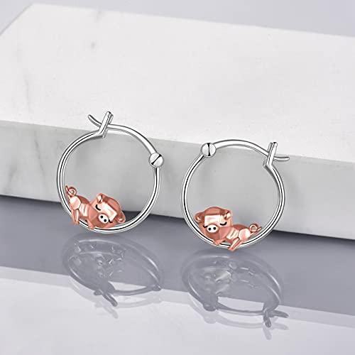 Fox/Pig/Mushroom/Cat Earrings Sterling Silver Cute Hoop Earrings Animal Jewelry Gifts for Women Daughter3