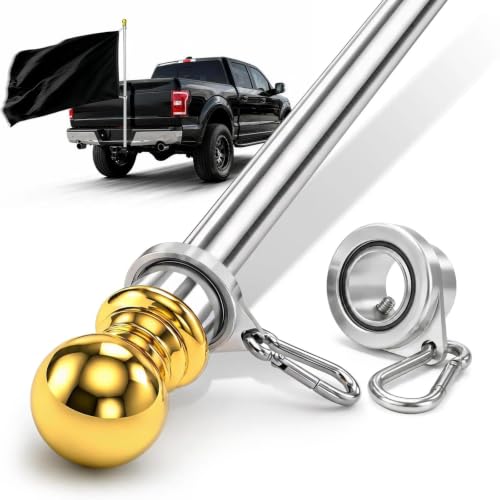LETSTRY 5FT One-Piece Flag Pole for Outside House with 3X Thicker Wall, Heavy Duty Stainless Steel Flagpole for Truck, RV, Boat with Anti-Wrap Rings, Rustproof Outdoor Flag Pole Fits 1