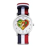 One Love Rasta1 Nylon Watch Adjustable Wrist Watch Band Easy to Read Time with Printed Pattern Unisex